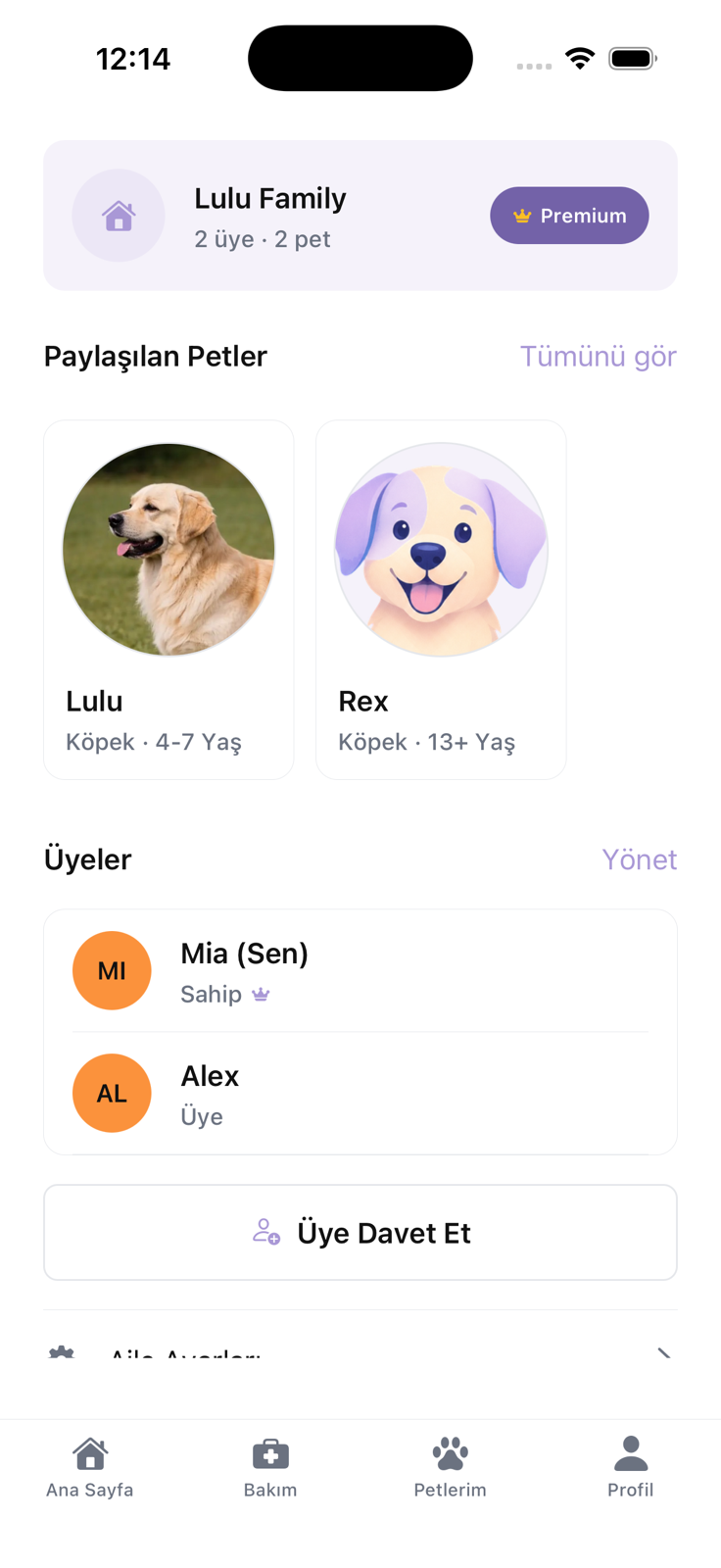 Açık mod Lulu aile paylaşımı ekranı